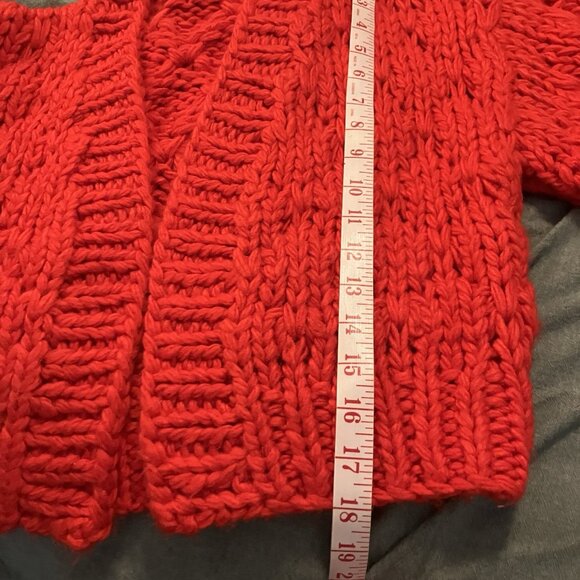 Callahan x Revolve Gigi Cardigan Womens Red Knit Open Front Cropped Boxy - Picture 6 of 6